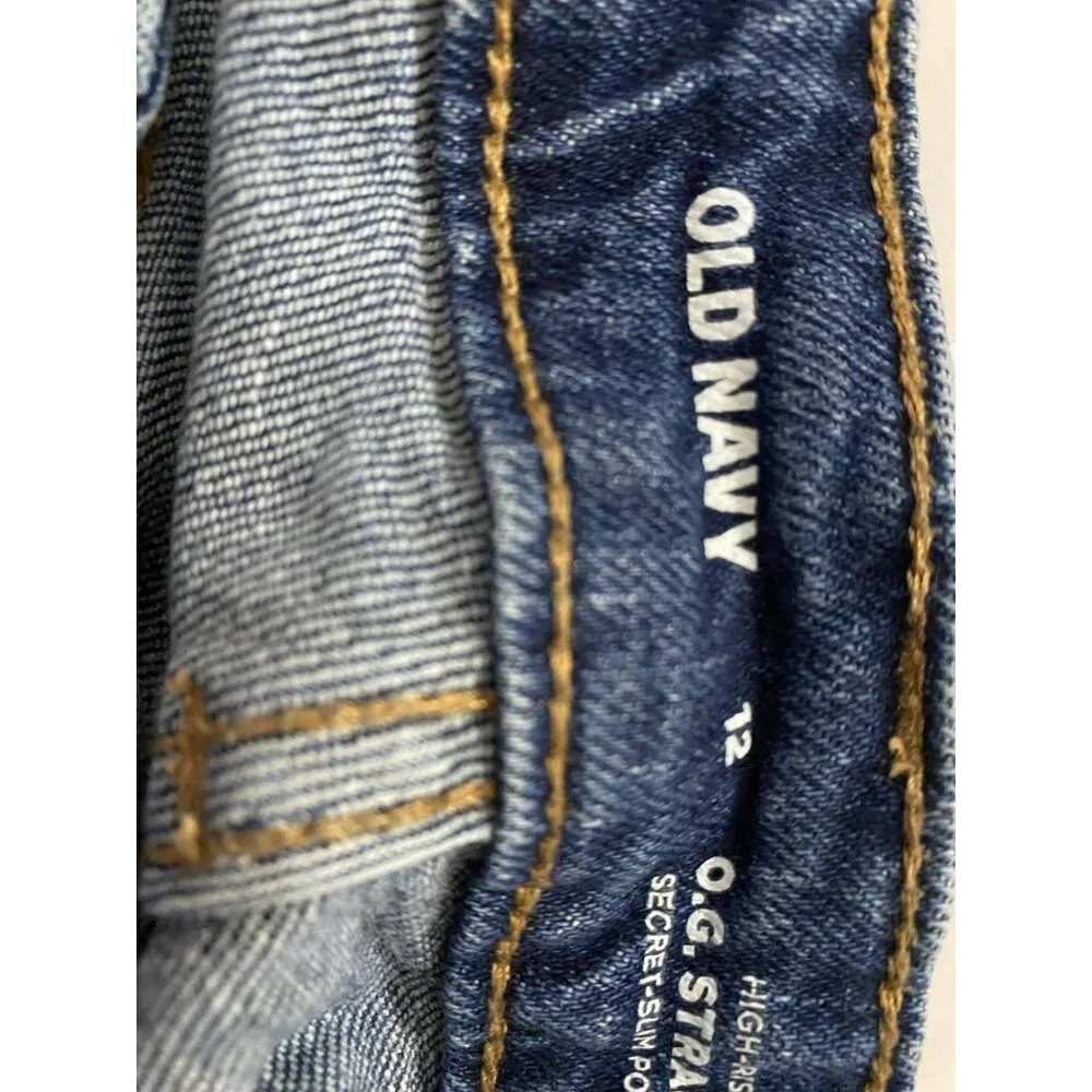 OLD NAVY WOMENS Size 12 O.G. STRAIGHT 32X25”High-Rise Jeans - Picture 15 of 16